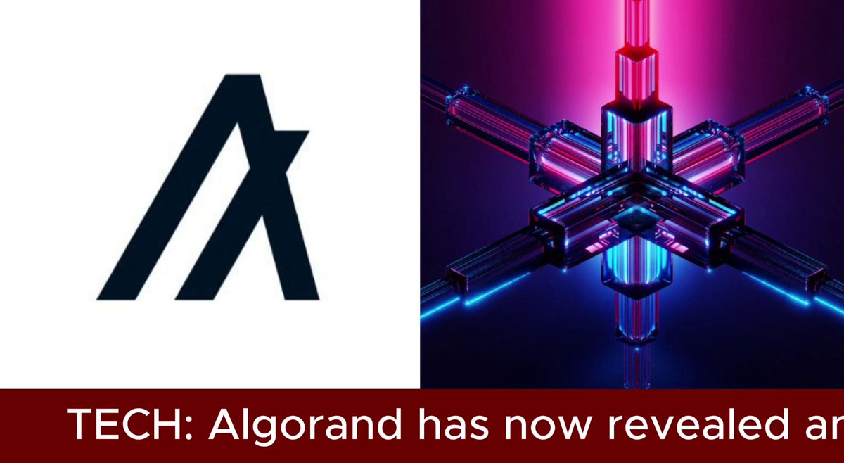 The image presents a poster for Algorand's Quantum-resistance project, featuring the company name and its roadmap. A title reads "Tech: Algorand has now revealed an...", and below the title there is a list of milestones that are yet to be achieved, beginning with two already completed milestones in State Proofs (Falcon-1024) and ending with eight more stages of the project, all laid out in a descending order. The overall scene conveys the idea of Algorand's innovative approach toward developing quantum-resistance technology.