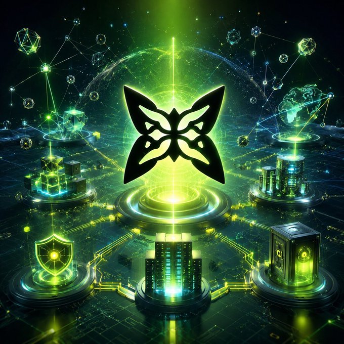 The image shows a digital art piece featuring a large butterfly symbol surrounded by various futuristic city buildings with glowing lights, all set against a black background. The butterfly appears as if emerging from within the network of interconnected structures, emphasizing the theme of the digital era and technology's influence on our lives. The post about QuipNet provides an interesting connection between the butterfly motif and the dynamic nature of the tech industry.