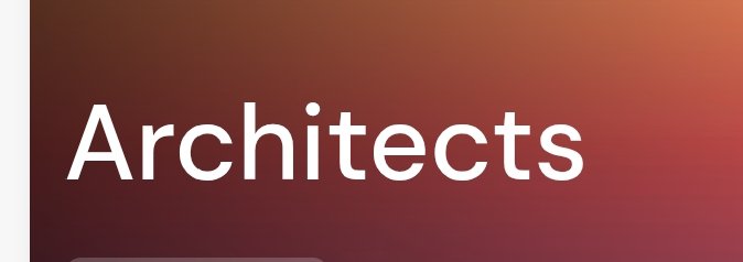 Banner with gradient orange/red background displaying the word 'Architects' in large white text.