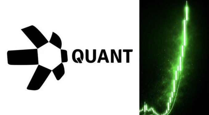 The logo for "QUANT" appears on the left next to a green candlestick chart on a black background showing a strong upward price trend.