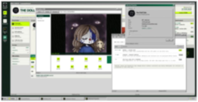 A blurred screenshot shows the @dollclubnft website with a preview of a doll-like NFT character featuring pale skin, brown hair, and blue clown-style makeup, displayed alongside several informational pop-up windows. The image appears to tease the upcoming collection reveal scheduled for August 26th at 5:30 UTC, showcasing one of the NFT designs before its official unveiling.