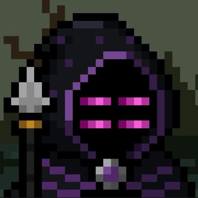 A pixel art depiction of a hooded, shadowy figure with glowing pink eyes holding a staff with a star on top, set against a dark green background.

The mysterious hooded character visually echoes the secretive, cult-like inquiry into whether MancerXYZ holders follow each other, suggesting an enigmatic gathering of followers.