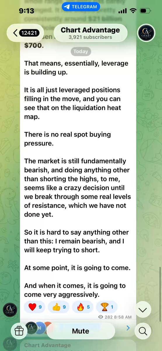 The image shows a chat message conversation between two people discussing a market analysis, specifically regarding Bitcoin prices. The person who posted the analysis has shared their findings with the other person, and they are inviting others to join them for further discussions on the subject matter.