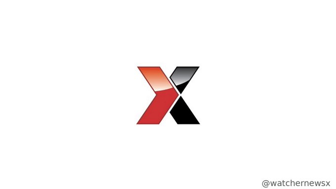 A simple logo featuring a stylized 'X' composed of red and black gradient shapes on a white background, with the handle '@watchernewsx' in the corner.