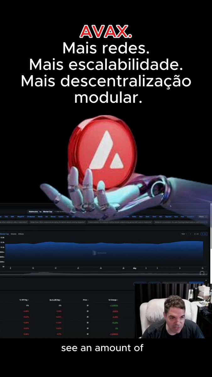 The image features a poster for an architecture called "AVAX" that is not just another L1 narrative but rather a toolkit designed for creating sovereign networks. The poster includes a red circle with a white triangle, which is the logo of the architecture. It also shows a person holding up a hand and a computer screen displaying some data or information related to the AVAX architecture.