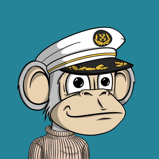 A cartoon monkey wearing a white captain's hat with a gold anchor emblem and a ribbed sweater appears on a teal background, visually representing the $BAYLA cryptocurrency ticker as a seafaring mascot.