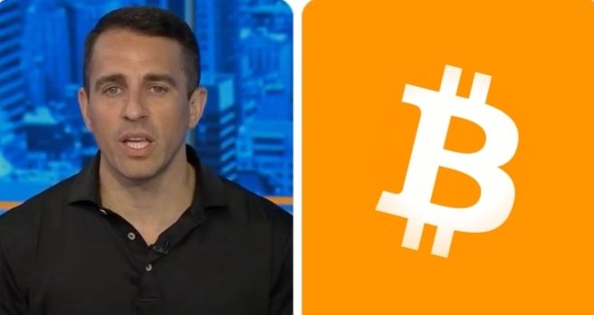 Anthony Pompliano, shown in a split-screen beside the Bitcoin logo, argues that endless U.S. money printing strengthens Bitcoin's value due to its fixed 21 million coin supply.