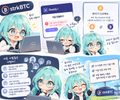 A collage of screenshots from a chat app featuring the 'Wife.exe' anime-style virtual assistant character with mint-green hair.