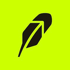 A black stylized feather or quill logo on a bright yellow-green background.