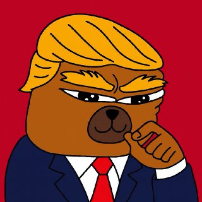 The image features a cartoon depiction of a brown bear wearing a suit, tie, and red bowtie with its chin resting on its hand. The bear has blonde hair styled into an "X" shape above its eyes, giving it a unique appearance. The caption below the image reads "Day 678 posting a meme until $BOBO gets to 1B market cap". This suggests that the post is likely related to a humorous or satirical commentary about the stock market and the bear's character traits.
