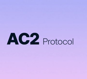 A logo image featuring 'AC2 Protocol' text in dark navy on a soft lavender/purple gradient background.