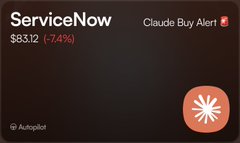 The image shows a dark brown card with an orange logo, which appears to be a credit card or payment method. The text on the card reads "ServiceNow", indicating that the service being offered is related to the current time of day. The card also has a message about Claude buying something and receiving an alert from his bank. The image does not provide any information about how Claude might be feeling at this moment, as it focuses solely on the card's content and design.