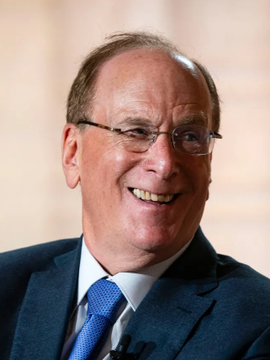 A photo of BlackRock CEO Larry Fink smiling, accompanying news that his firm converted nearly $2 billion of spot Bitcoin into its ETF over the past 10 months.