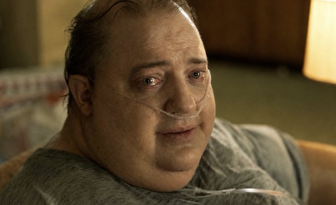 A close-up of actor Brendan Fraser in a scene depicting his role as a morbidly obese, bedridden man on oxygen, capturing his characteristic exasperated expression. The image humorously illustrates the post's lamentation about the decline of low-cap crypto opportunities, with Fraser's weary look serving as a meme to express the disappointment of once finding cheap gems like Shiba Inu at a $200K market cap but now only seeing superficial Web3 figures.