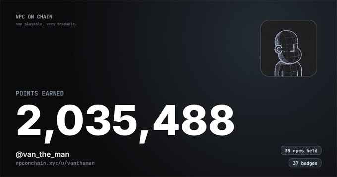 The image shows a screenshot of an online game or platform where a player has earned 2,035,488 points. The text "I've earned" can be found at the bottom right corner of the screen. Below this, there's a description of the points that the player has earned and some information about the non-playable character (NPC) they're in. This type of information is typically provided on the game or platform's dashboard for players to know their progress within the game and the characters they interact with.