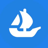 A simple logo depicting a white sailboat on a blue background.