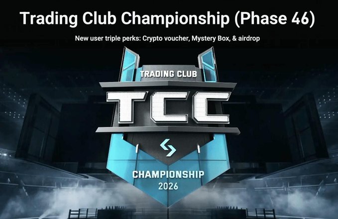 The image shows a poster for an event related to trading club competitions, specifically about the Cryptocurrency Club. The text on the poster encourages people to participate in this low-competition leaderboard where they can share a prize pool with seven other participants, including some of their own friends or acquaintances who are not competitors. There is also a link that leads to the event page at bitget.com/launchhub/trad.
