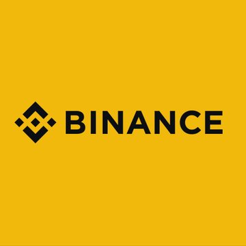 The Binance logo, consisting of a black geometric symbol next to the word 'BINANCE', displayed on a solid yellow background.