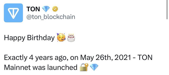 A white message board displays a birthday wish for someone named Mainnet, with the date and time of May 26th, 2021.