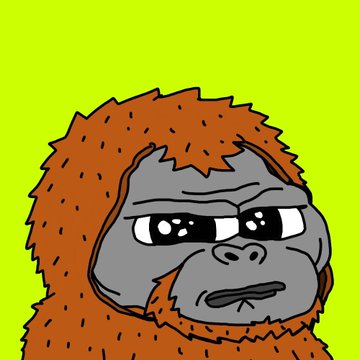A cartoon illustration of a gorilla wearing sunglasses with a bored expression against a bright green background.