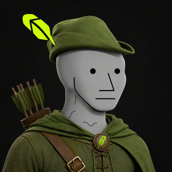 A 3D character model of a figure in a green Robin Hood-style outfit with a feathered hat and a quiver of arrows on its back stands against a black background.