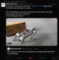 The image shows a YouTube Shorts preview featuring a mechanical, AI-powered robot resembling a crab or arachnid with yellow and gray components on a table, with text overlays reading "STRIKE AI," "I TRIED THIS AI ...," and "PROMPT: Take a small object and place it in the box without dropping it." The accompanying post confirms the user tested @StrikeRobot_ai's platform, starting with the assets section before inputting a prompt to demonstrate its real-world robotics applications.
