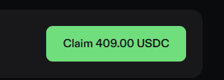 A green CRT-style screen displays "Claim 409.00 USDC," illustrating the final reward claim from the 28-day Phoenix Trade program mentioned in the post.