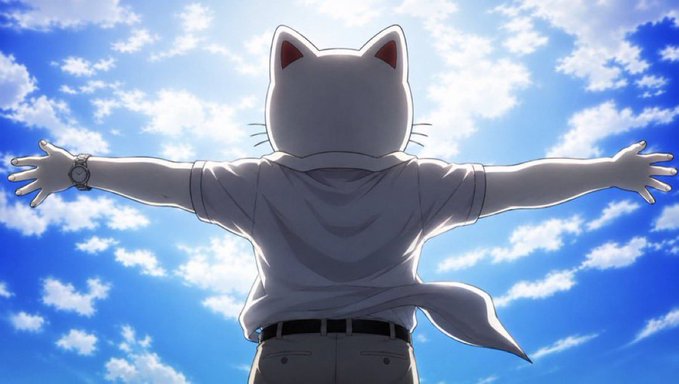 An anime character wearing a white cat-eared hoodie stands with arms outstretched toward a bright blue sky, conveying triumph and ambition. This mirrors the post's bullish sentiment about $PURR, symbolizing a hopeful embrace of the cryptocurrency's anticipated upward surge.