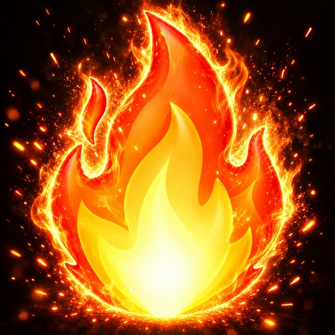 A stylized digital illustration of a bright orange and yellow flame with swirling fire tongues and glowing embers bursting against a black background visually echoes the "$LIT" ticker and "EMBER" references in the post, symbolizing the explosive, fiery momentum the author is hyping for the LIT token.