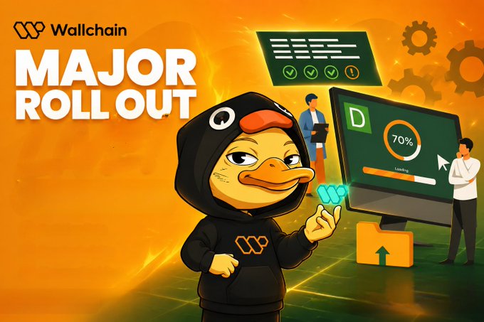 The image features a cartoon duck wearing a black hoodie, standing next to a computer monitor displaying a score of 70% for an item. The background includes a yellow wall with the words "Major Roll Out" written above it. There are also two people in the scene, one on the left side and another on the right side of the image.