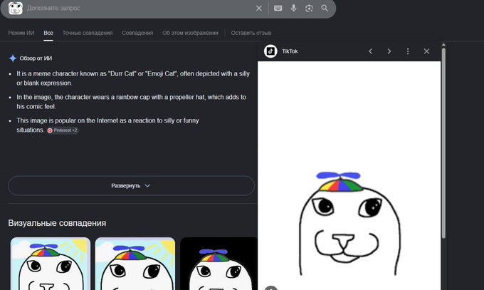 A simple line-drawn cartoon cat with a blank expression wearing a rainbow propeller hat, identified as the "Durr Cat" meme character associated with the $DURR token mentioned in the post.