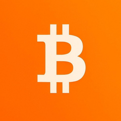 A white Bitcoin “₿” symbol appears on a bright orange background, representing the accompanying insight that Bitcoin’s cycle could extend from four years to six-to-eight years, according to Willy Woo.
