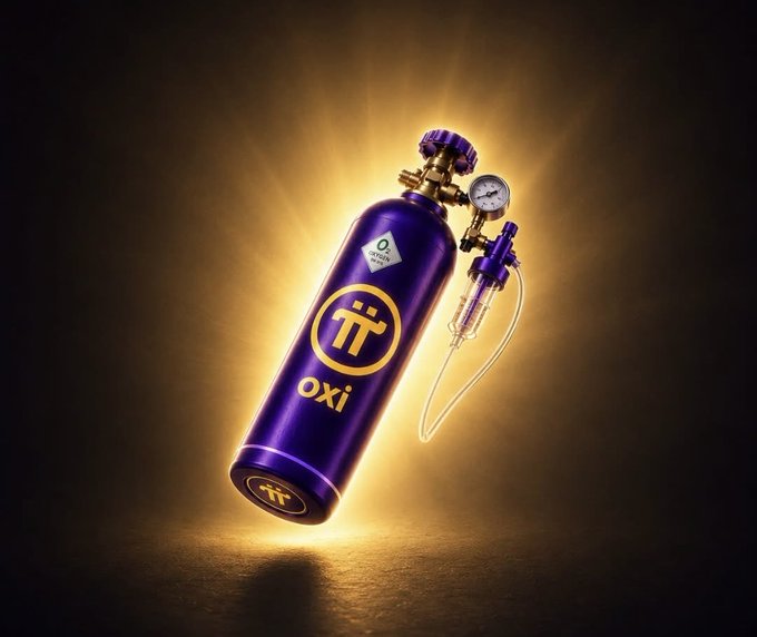 A purple and gold oxygen tank branded "oxi" is dramatically lit against a dark background, featuring a pressure gauge and regulator.