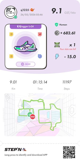 The image features a step count tracking app displayed on its screen, offering various statistics such as steps taken, distance traveled, and calories burned. The app also offers an option for users to input their location, which may include details about where they are in the world, or specific cities within a country (like Tokyo). Additionally, the image includes a QR code that is likely used to access further information about the app's functionality or data collection methods. In summary, this post provides insights into an innovative step tracking app with features for users to monitor their daily activity and track their fitness progress in real-time.