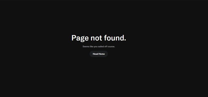 Another 404 error page, identical in content to the first, showing 'Page not found.' and 'Seems like you sailed off course.' with a 'Head Home' button.