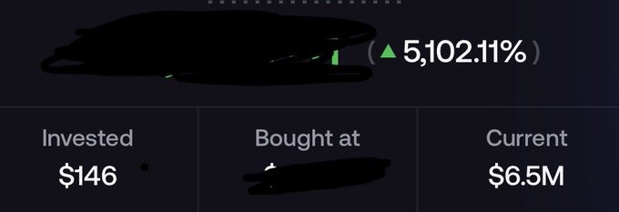 An investment portfolio screenshot shows an item with a 5,102.11% gain, with S$146 invested and a current value of S$6.5M.