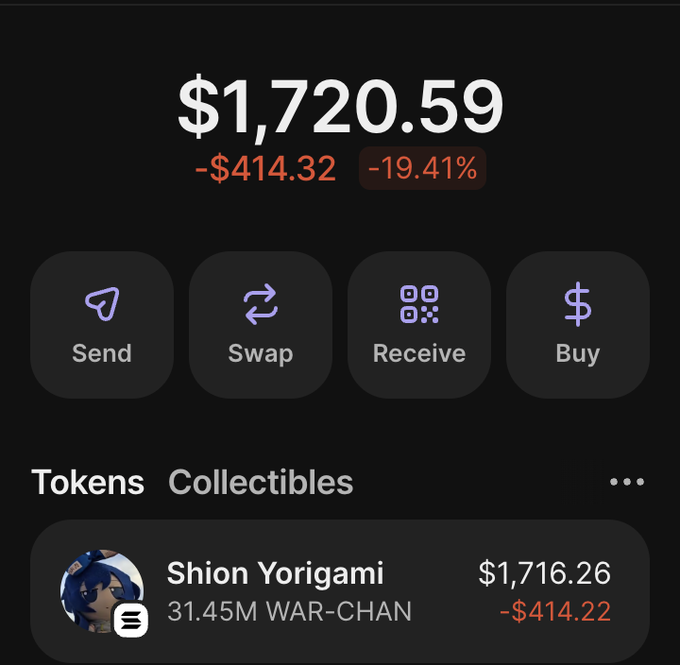 The image features a snapshot of a stock trading app, with its main focus being on the price change for Bitcoins. A person's Bitcoin balance has decreased by approximately $1,826.55. The text within the image includes the number "$1,826.56" and "10 sol challenge update". It seems that someone is using this particular app to track their Bitcoin trading progress.