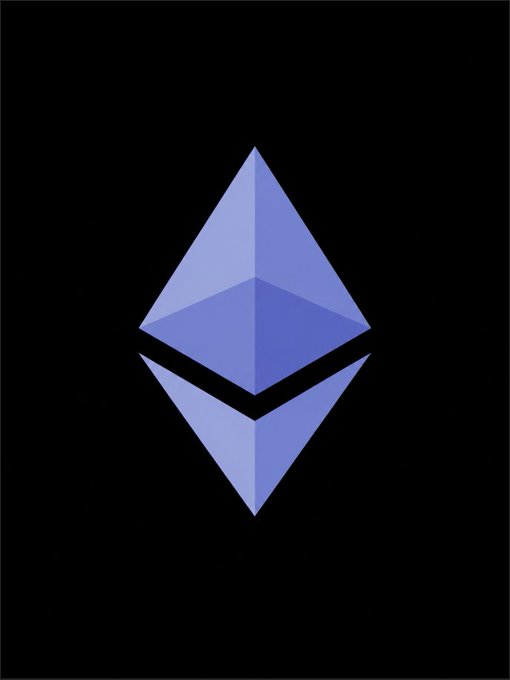 The image shows the Ethereum logo, a blue diamond-like geometric symbol on a black background, which directly represents the cryptocurrency ETH discussed in the post about BitMine's massive Ethereum holdings.