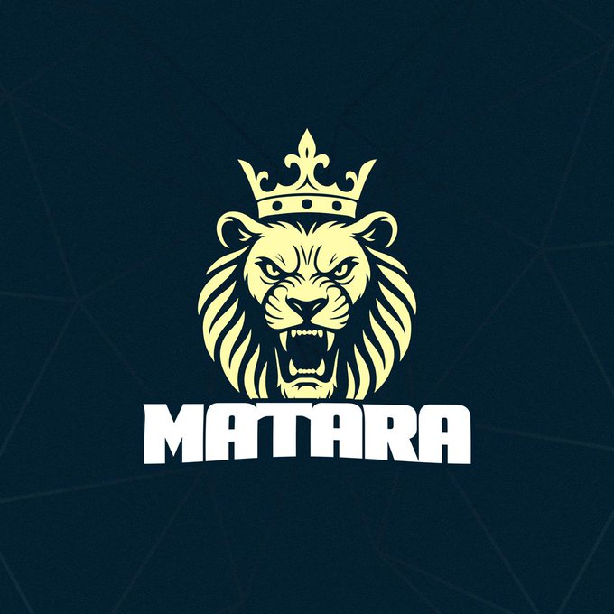 A stylized logo featuring a golden crowned lion head on a dark blue background with the word 'MATARA' displayed in bold white letters beneath it.