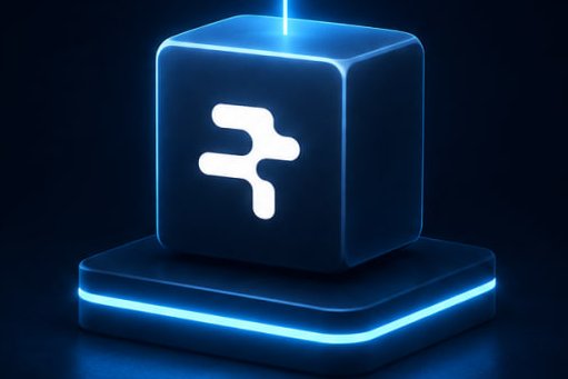 A glowing blue 3D cube with the Fantom (FTM) logo sits on an illuminated platform against a dark background. The image visually represents blockchain technology, tying into the post's theme about RialoHQ's Reactive Transactions—though the FTM branding contrasts with the mentioned @RialoHQ project, highlighting Fantom as a traditional blockchain example where transactions depend on user submission.