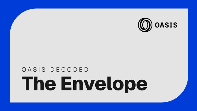 A blue and white graphic with the OASIS logo, featuring the text "OASIS DECODED" and "The Envelope" in bold black lettering.