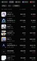 A blurry screenshot of a trading app showing a list of stocks/coins with various prices, percentages, and tickers (including "ARGUS") in a dark-themed interface, related to the post about a coin called $argus on the Arc chain surging to a $25 million market cap.
