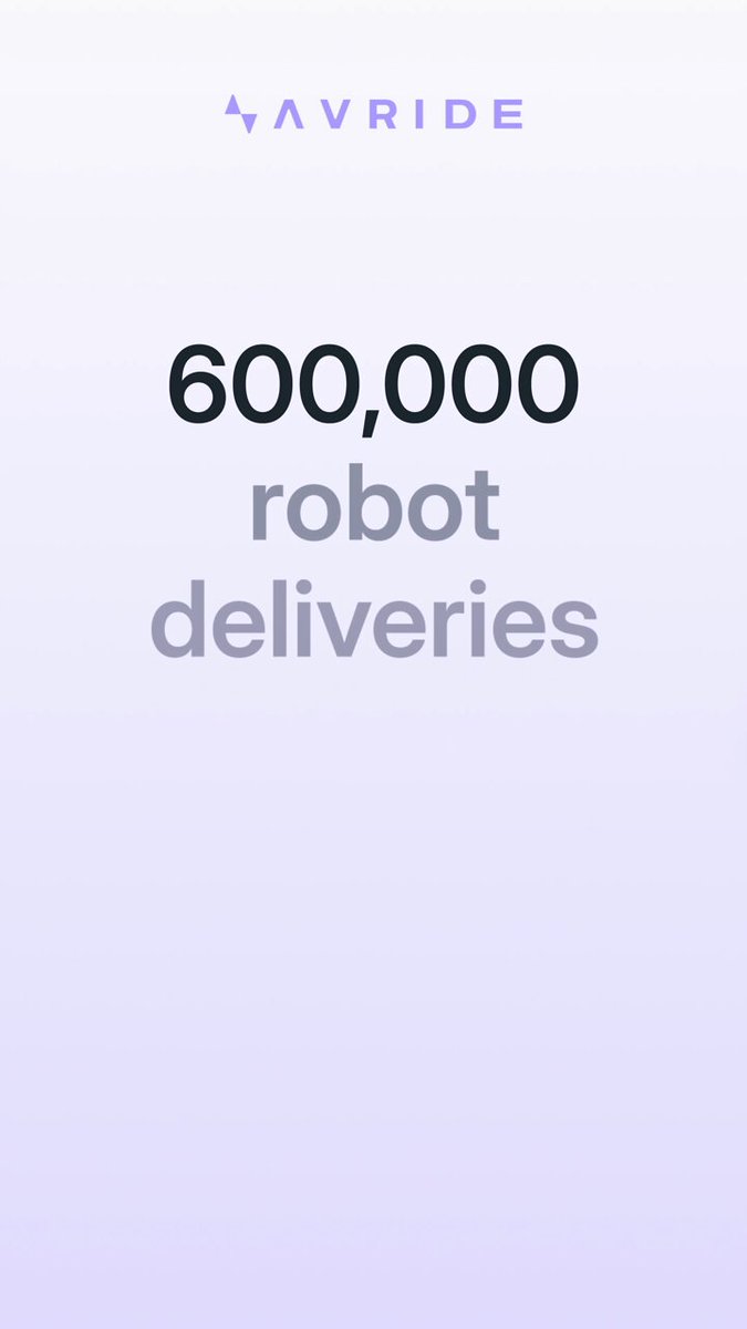 The image shows a purple banner with white text that states "$NBIS JUST IN : nebius just completed their 600,000th robot deliveries nebius owns $83% of avride". The main content features the number "600,000" printed in large letters at the top of the banner and an information about Avride's robot deliveries.