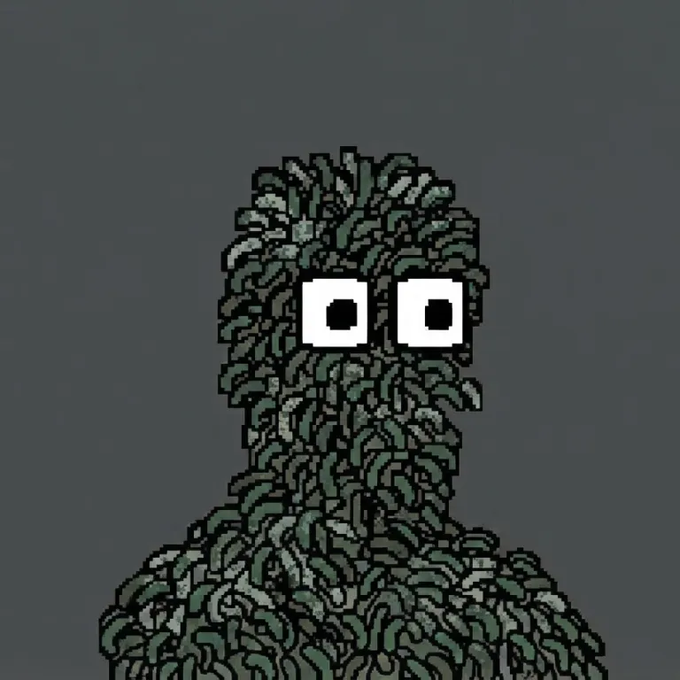 A pixelated creature made entirely of green gecko-like figures stares forward with wide, cartoonish white eyes against a gray background. The image fits the "stealth launch" announcement by teasing the quirky, "glo-glo" gecko mascot of the NFT collection dropping on OpenSea, where only the first 444 wallets will get in.