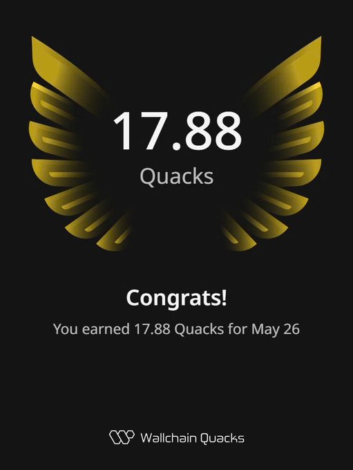 The image shows a poster with an award for Quacks displayed at the top. The poster also includes a message congratulating the user on their Quack achievement, which suggests that they have won or achieved something related to Quacking. The poster is set against a black background and features a gold-colored Quack logo in the center.