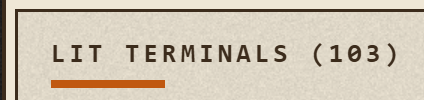 A simple graphic label reading 'LIT TERMINALS (103)' with an orange underline on a beige textured background.