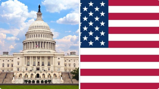 A split image showing the U.S. Capitol building alongside an American flag, symbolizing the upcoming House Financial Services Committee hearing on the CLARITY Act for digital asset regulation just four days away.