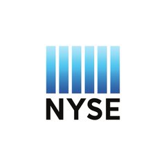 NYSE logo with blue vertical bars and the text “NYSE” on a white background.