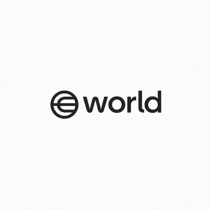 The image displays the World logo, featuring a stylized "e" symbol within a circle next to the lowercase wordmark "world," which corresponds to the World Network ($WLD) project mentioned in the article about their new World Money super app.