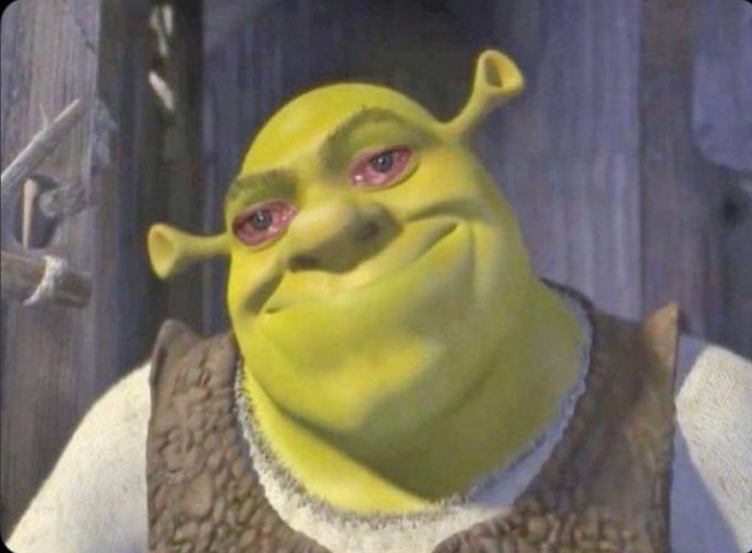 A close-up of the animated character Shrek from the DreamWorks movie, showing his green face and slight smile.